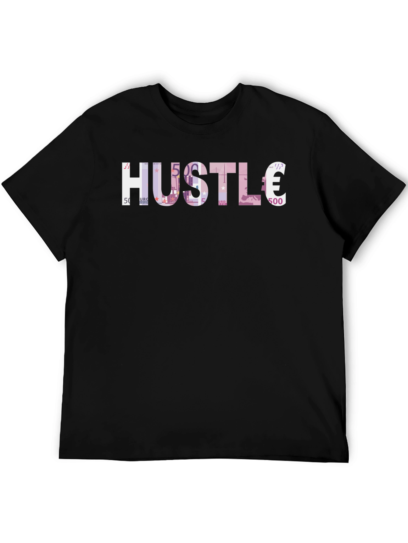 Camiseta Negra Hustle Euros Estampado