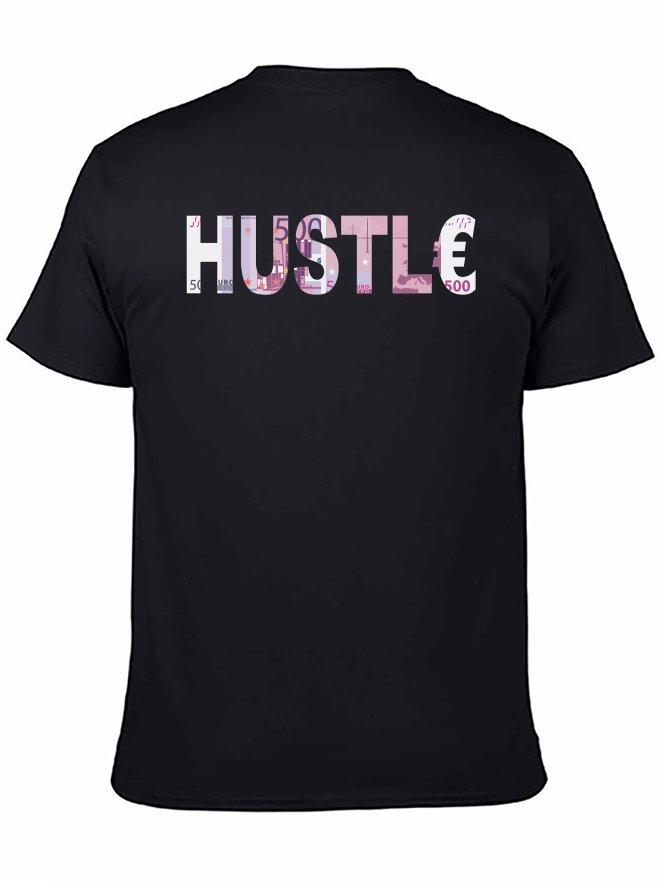 Camiseta Negra Hustle Euros Estampado