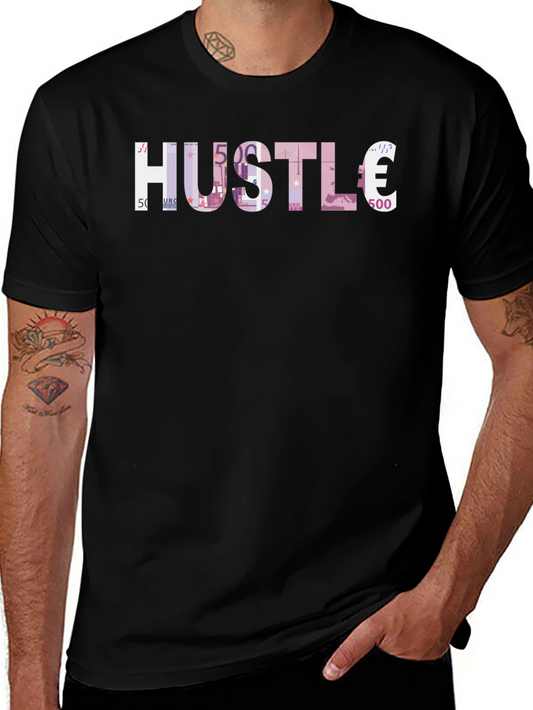 Camiseta Negra Hustle Euros Estampado