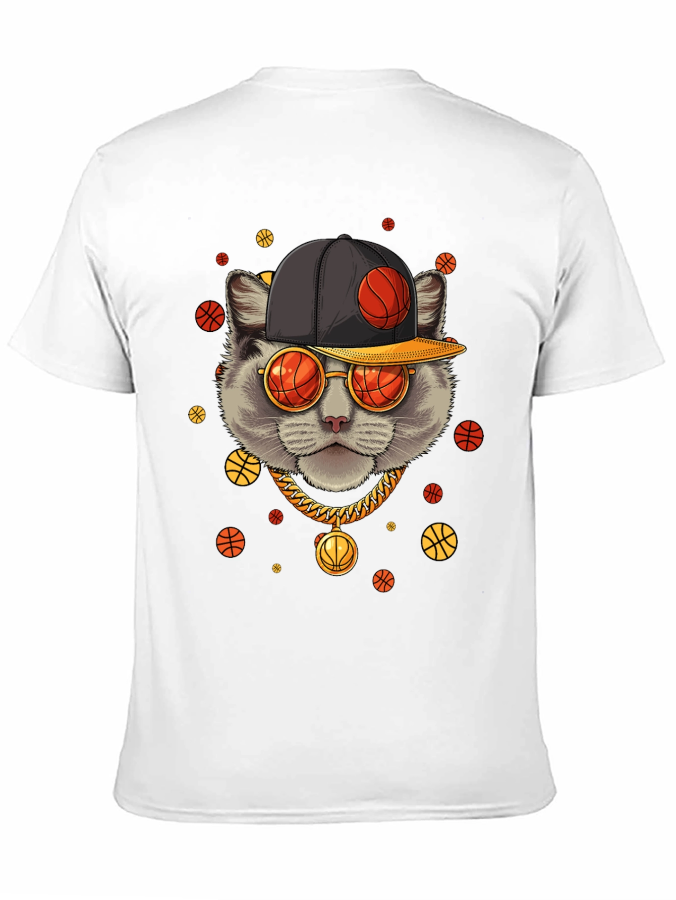 Camiseta Negra con Gato Baloncestista