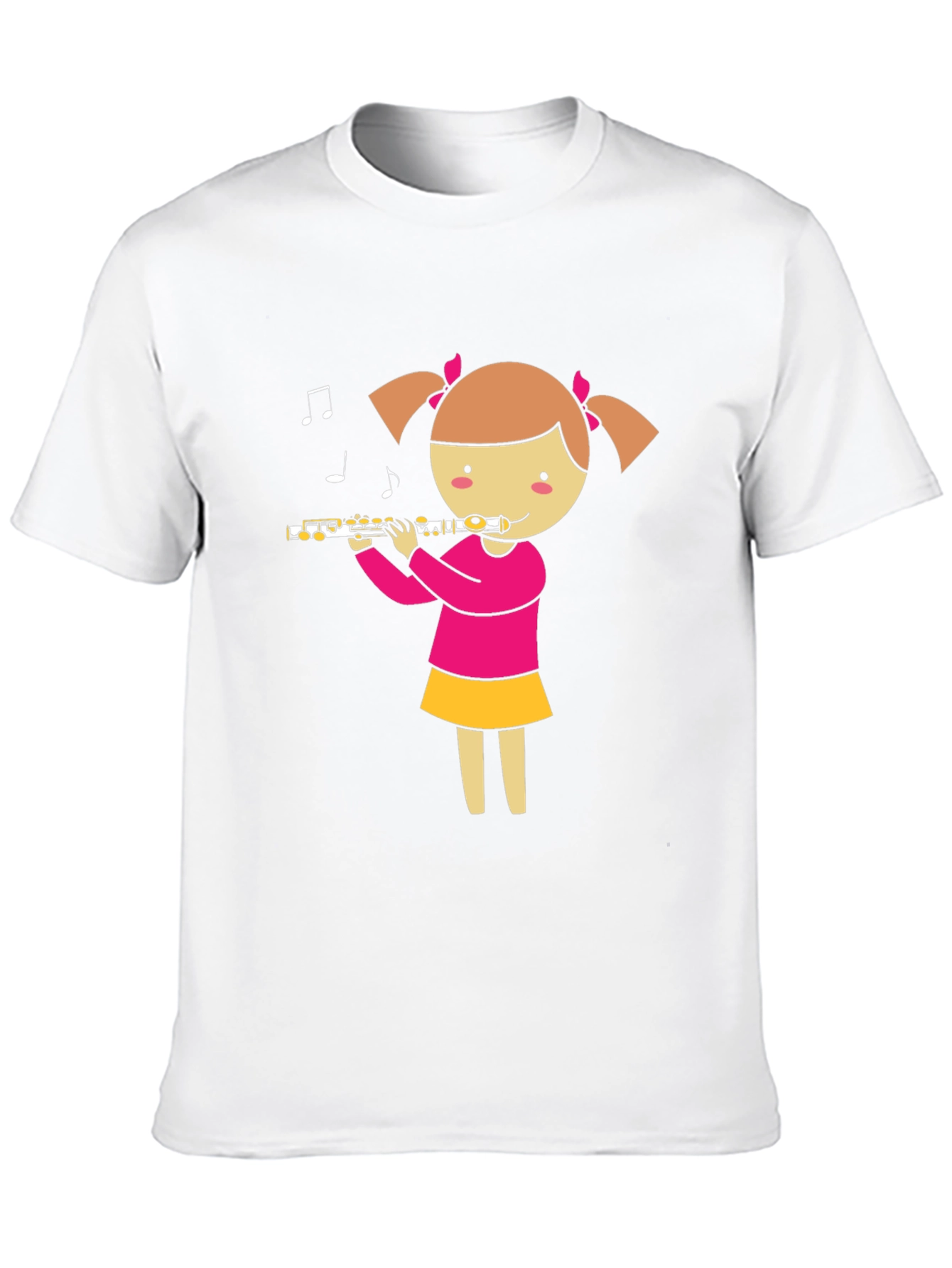 Camiseta Negra con Diseño de Niña Flautista