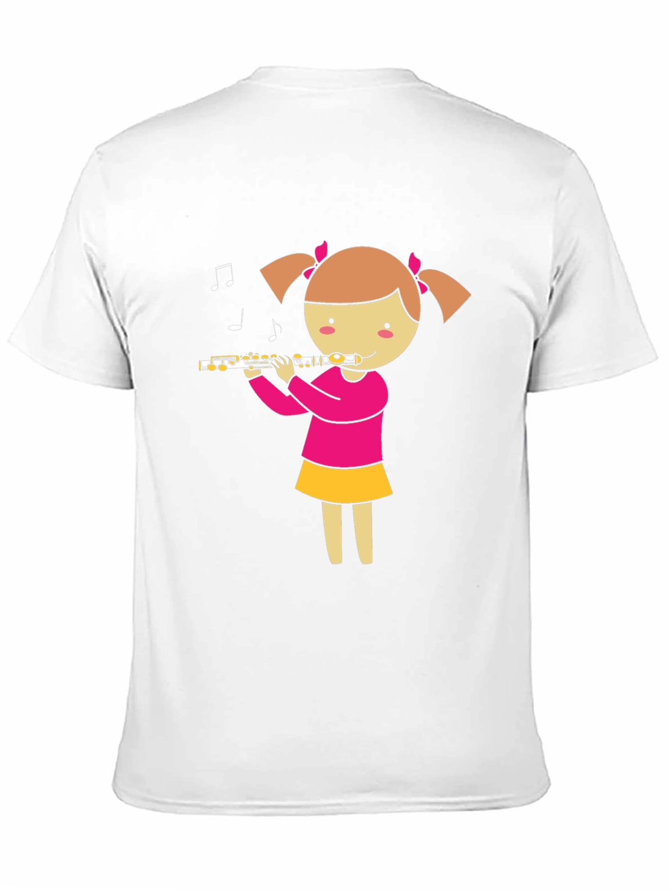Camiseta Negra con Diseño de Niña Flautista