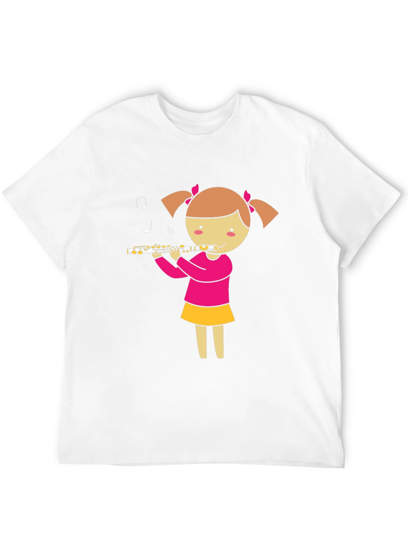 Camiseta Negra con Diseño de Niña Flautista