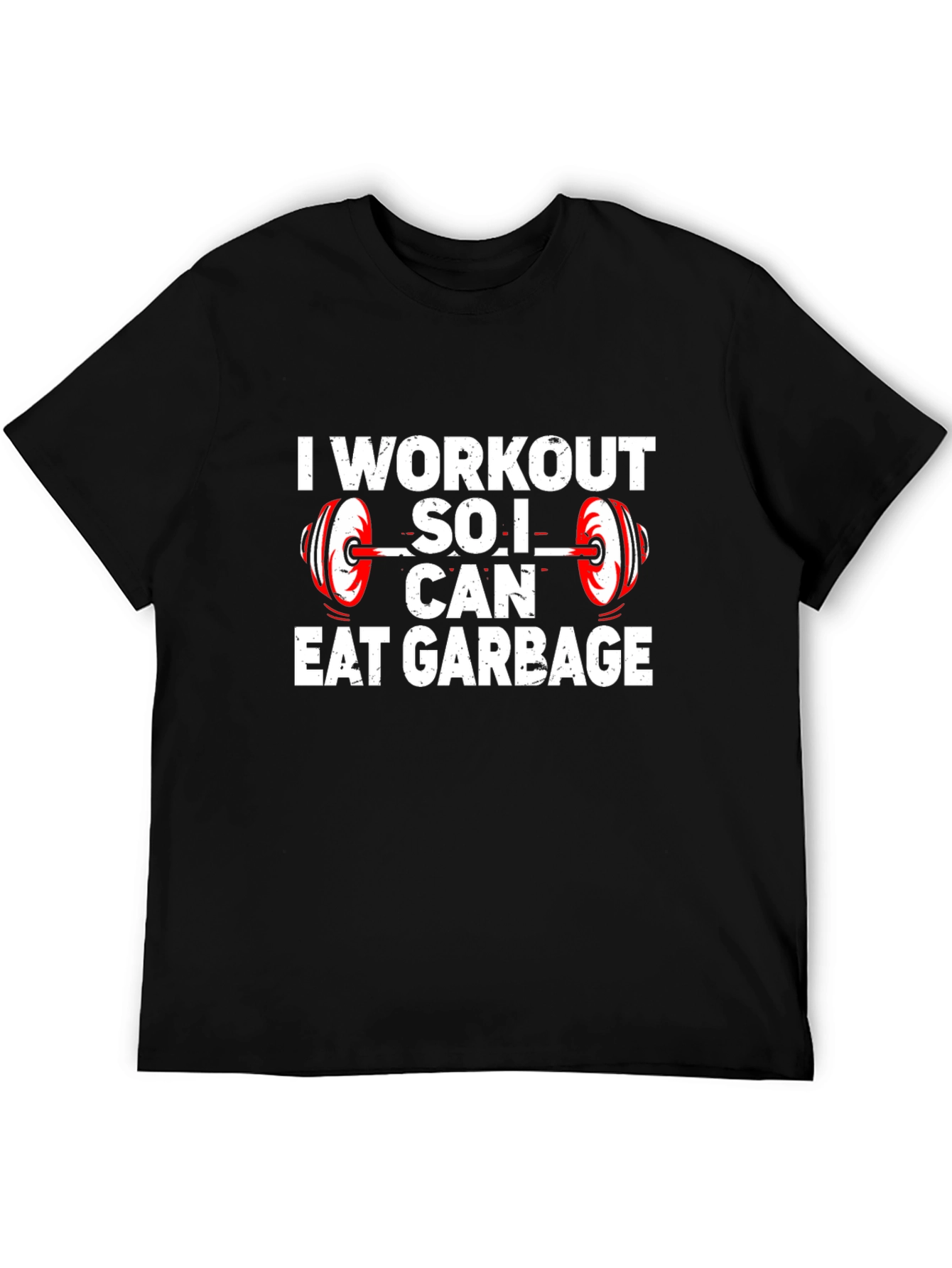 Camiseta Negra Gym: Entreno para Comer Basura