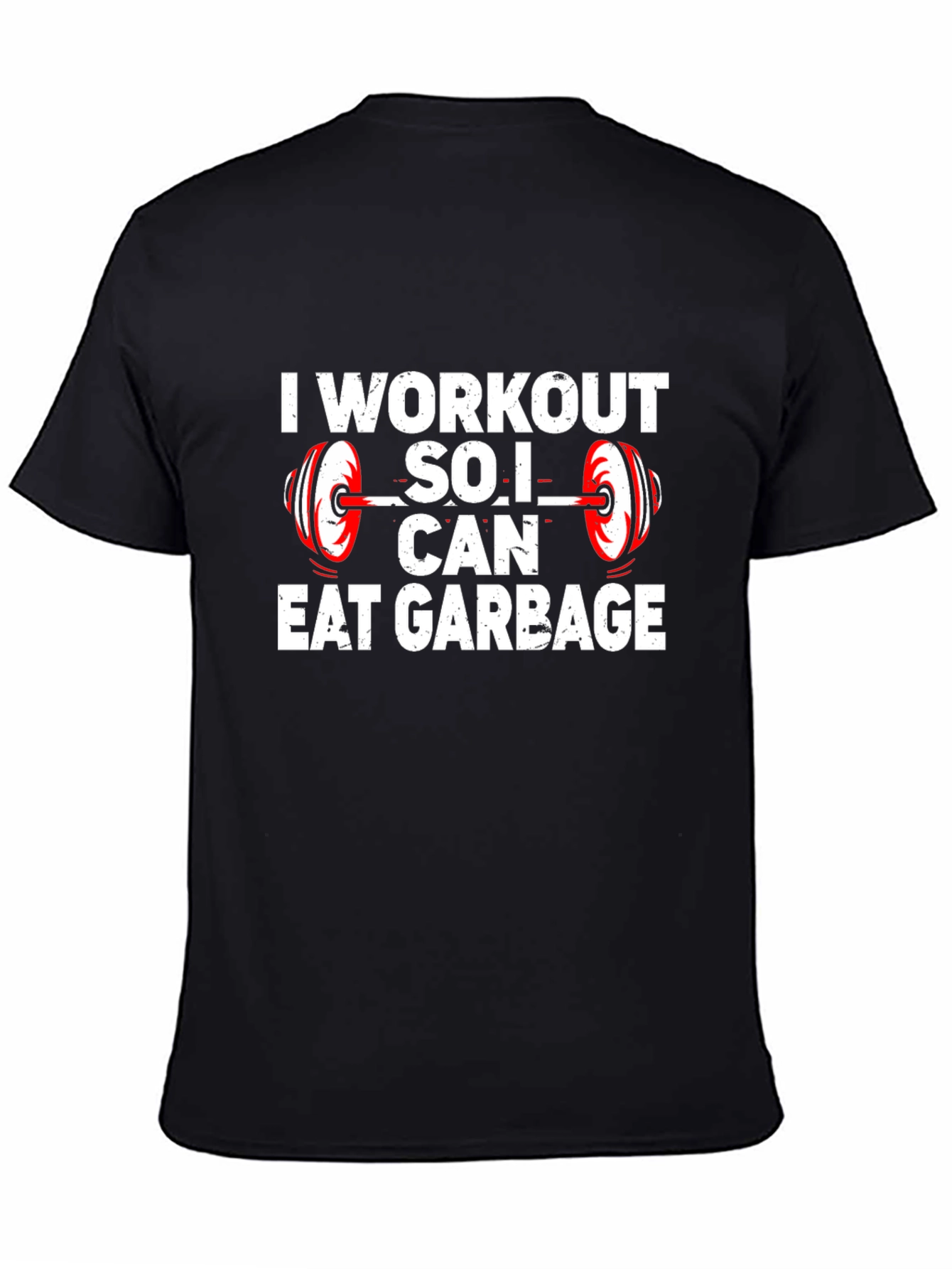 Camiseta Negra Gym: Entreno para Comer Basura