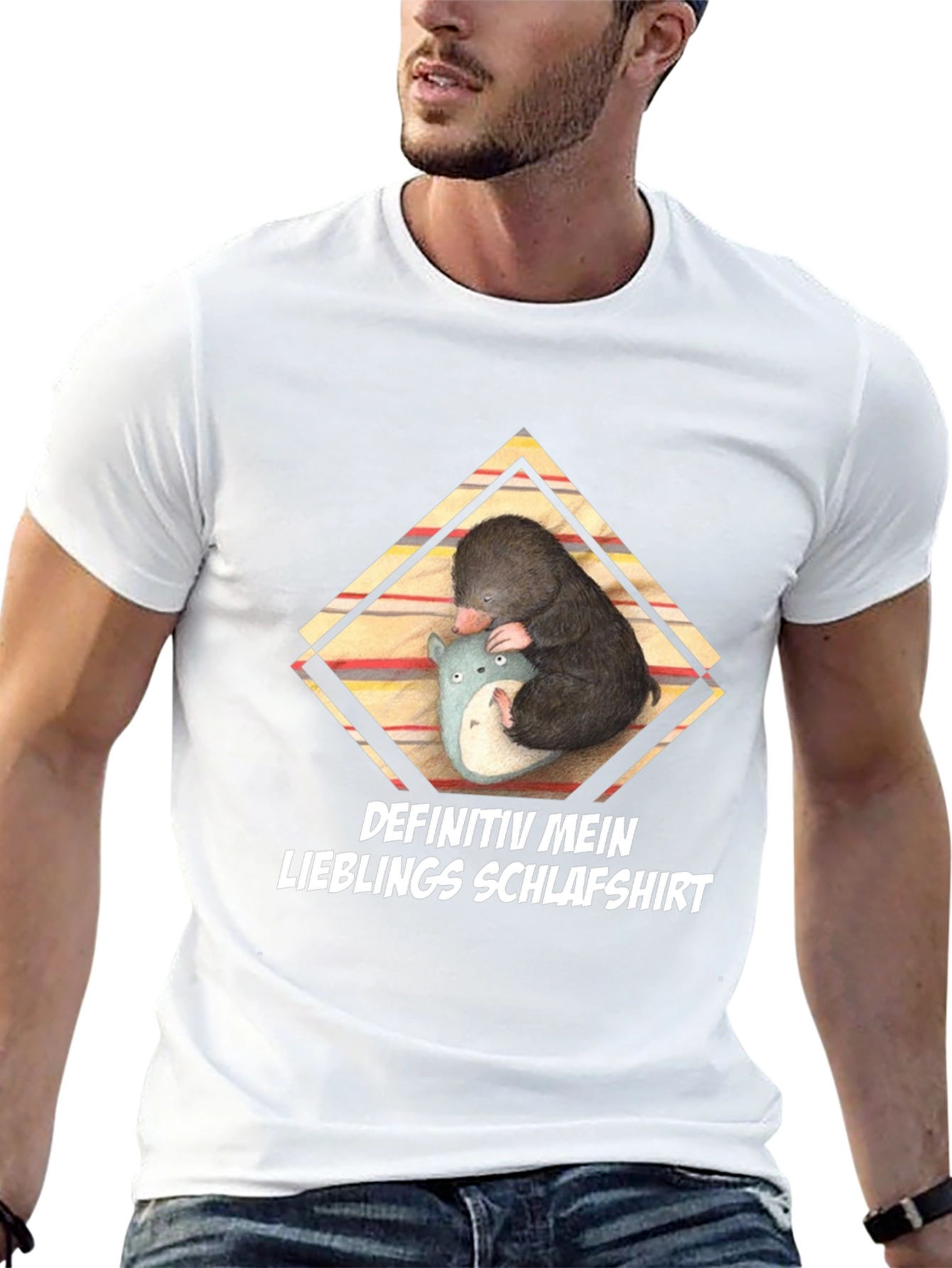 Camiseta Negra con Diseño de Topo Durmiendo