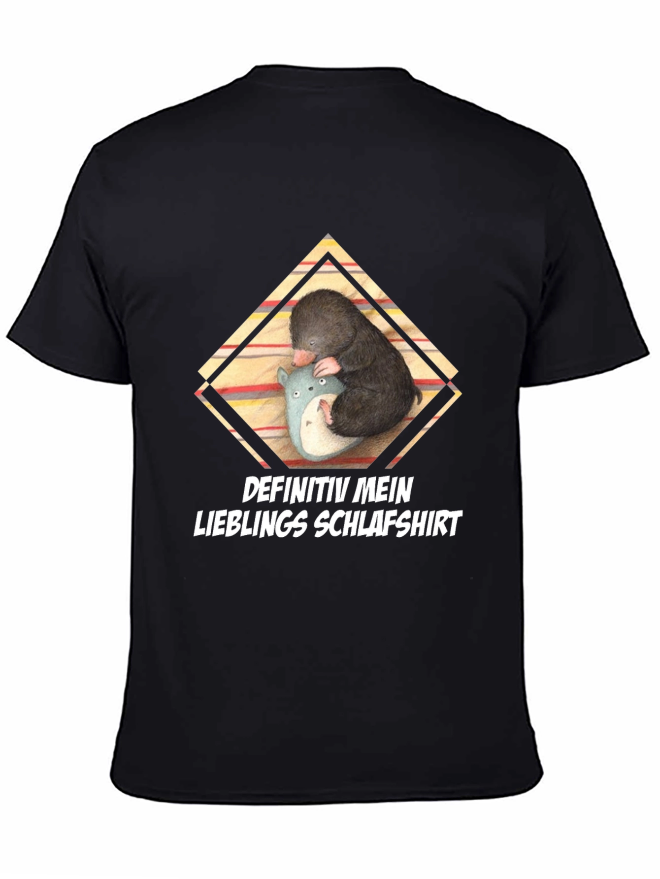 Camiseta Negra con Diseño de Topo Durmiendo