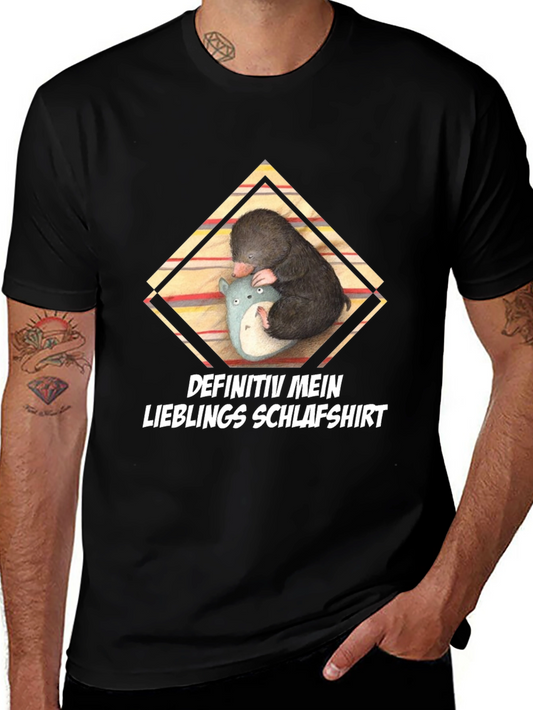Camiseta Negra con Diseño de Topo Durmiendo
