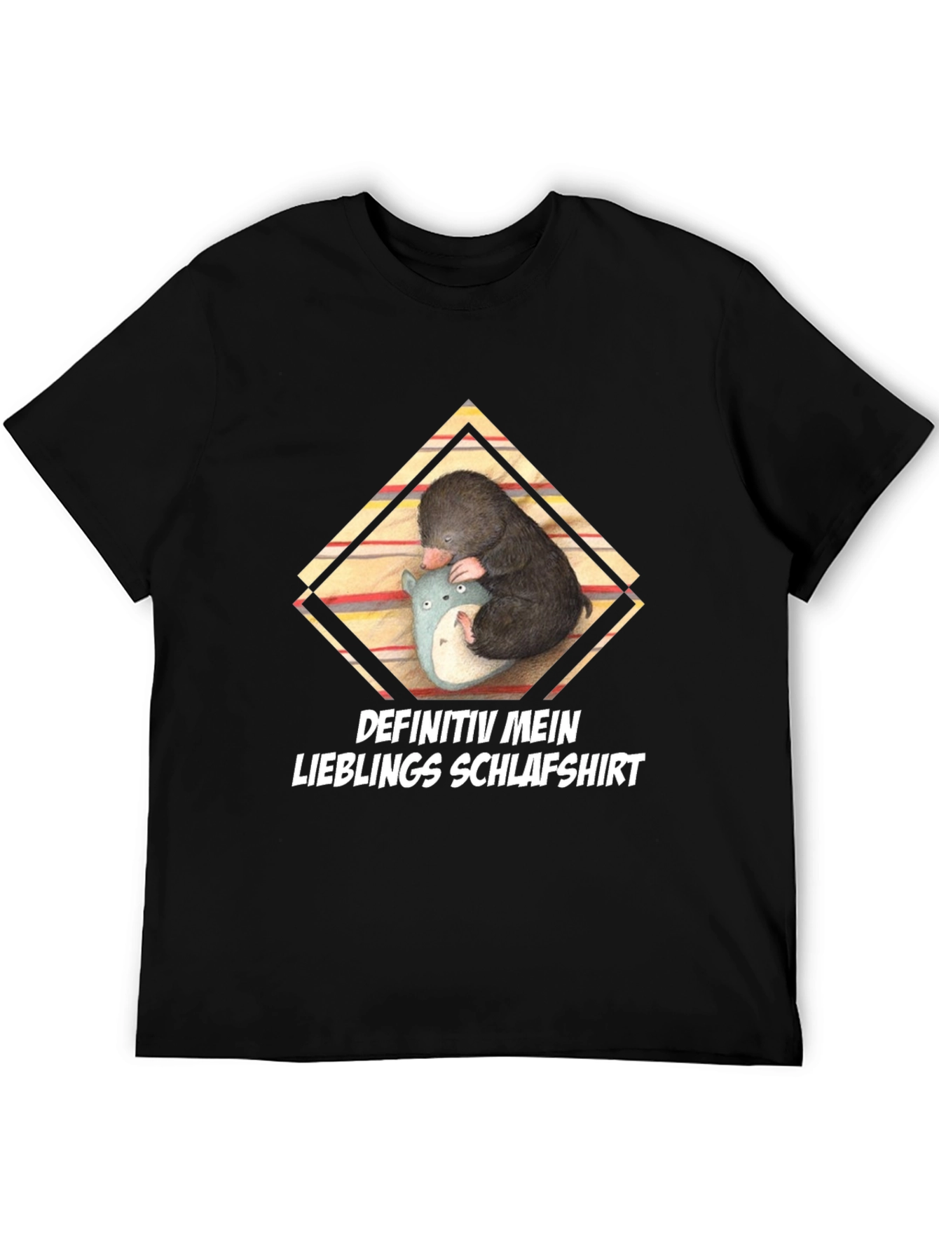 Camiseta Negra con Diseño de Topo Durmiendo