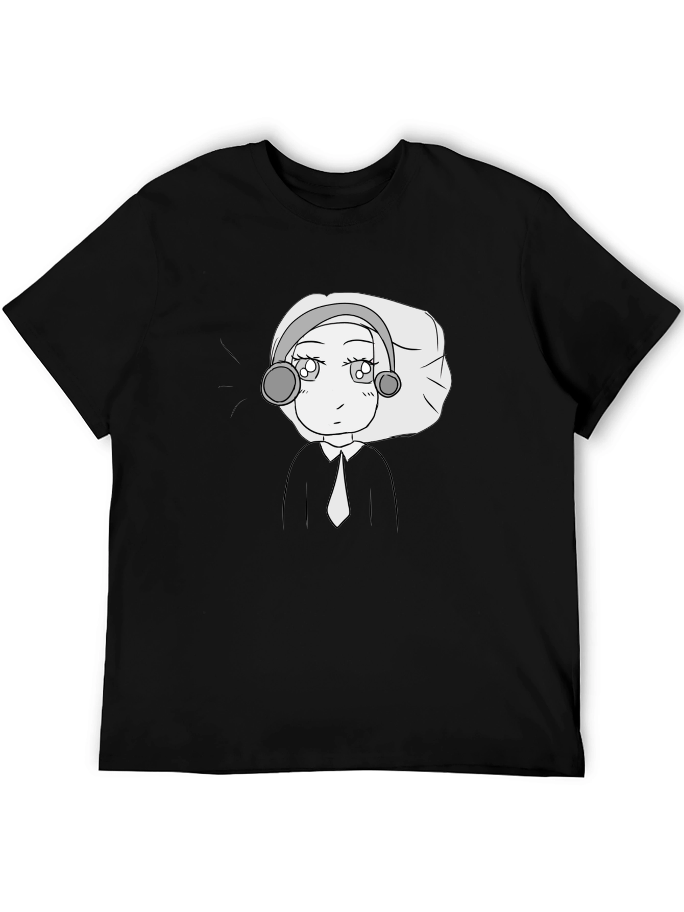 Camiseta Negra con Diseño Animado Elegante