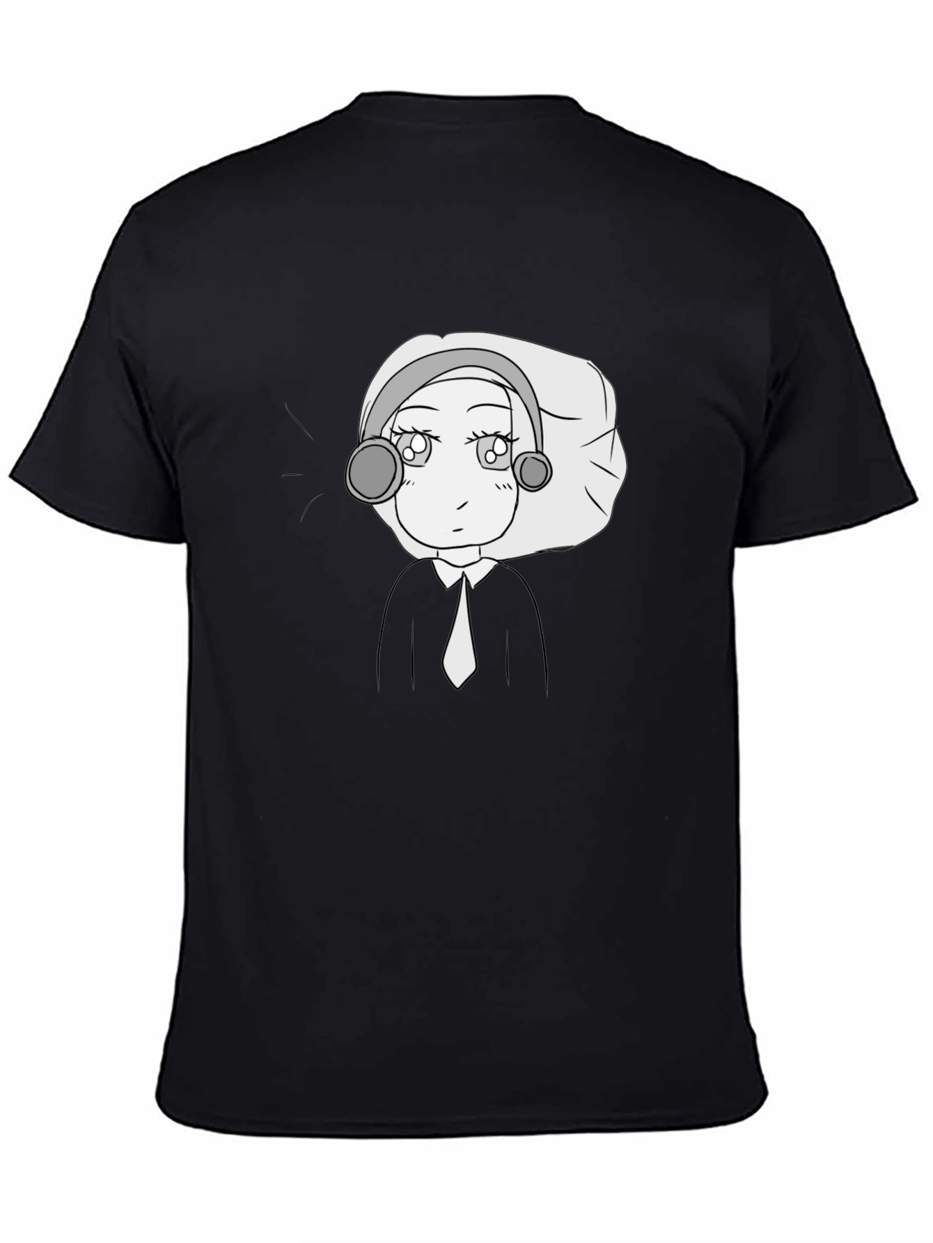 Camiseta Negra con Diseño Animado Elegante