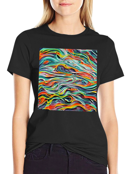 Camiseta Negra con Diseño Abstracto Colorido