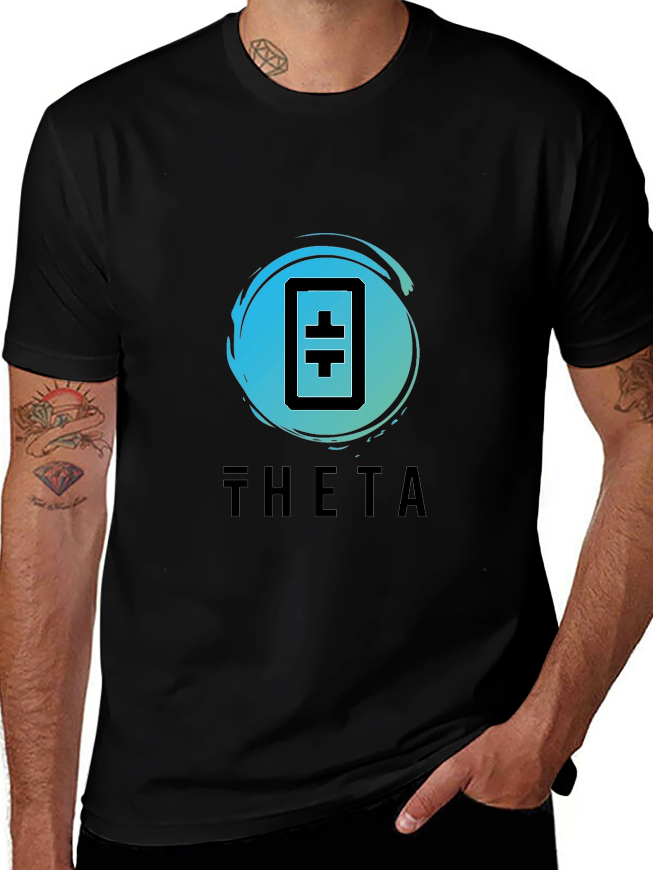 Camiseta Negra Theta Token - Diseño Moderno