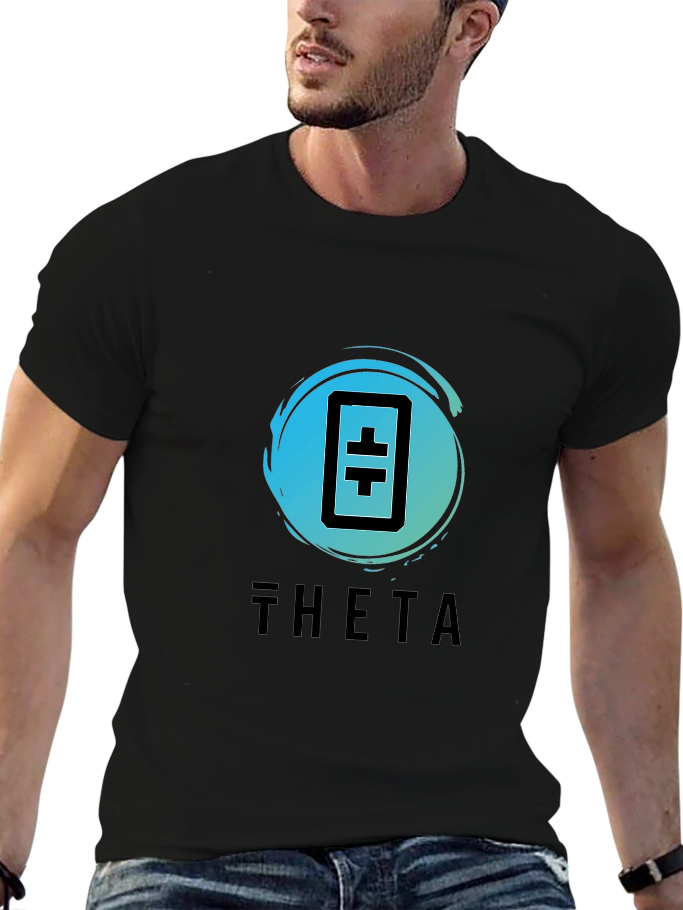 Camiseta Negra Theta Token - Diseño Moderno