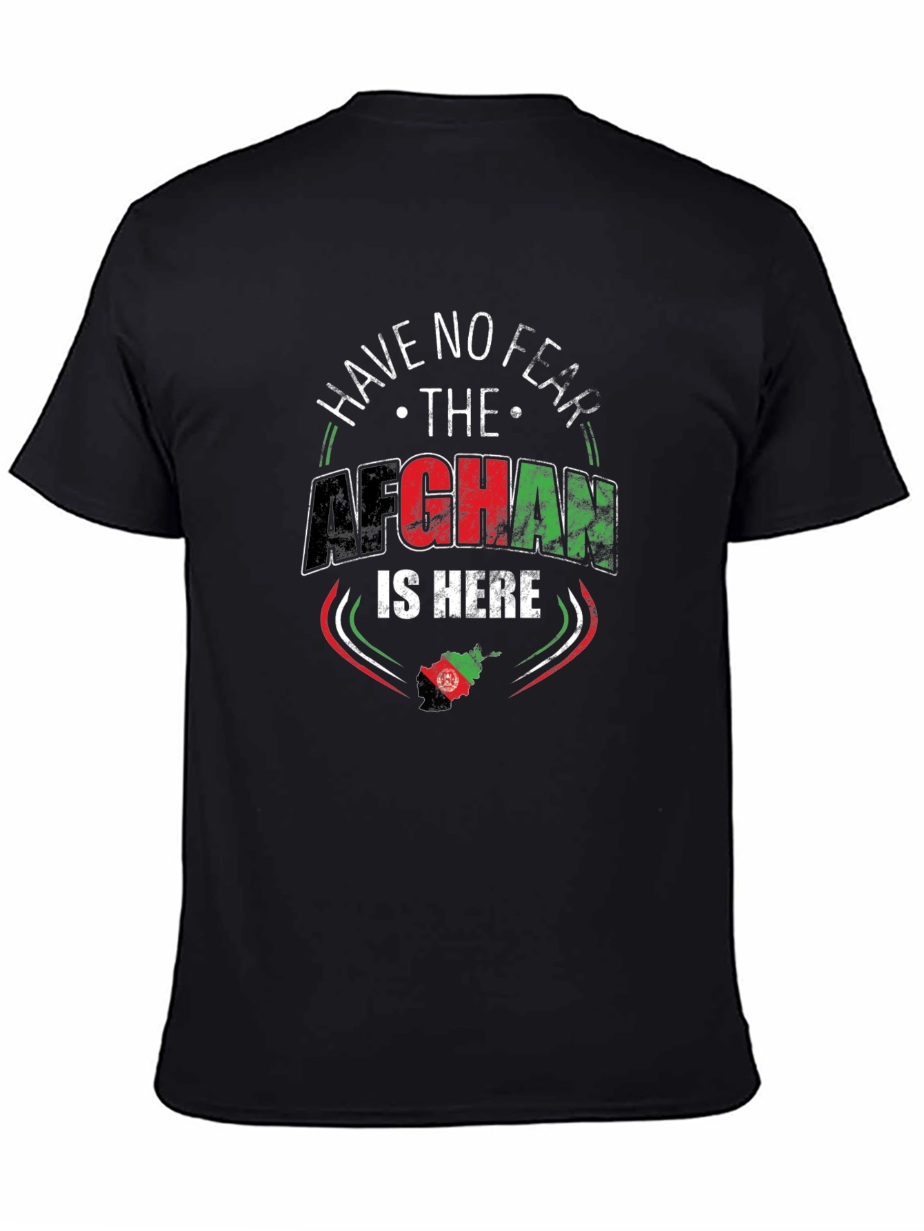 Camiseta Negra con Diseño Afgano Aquí
