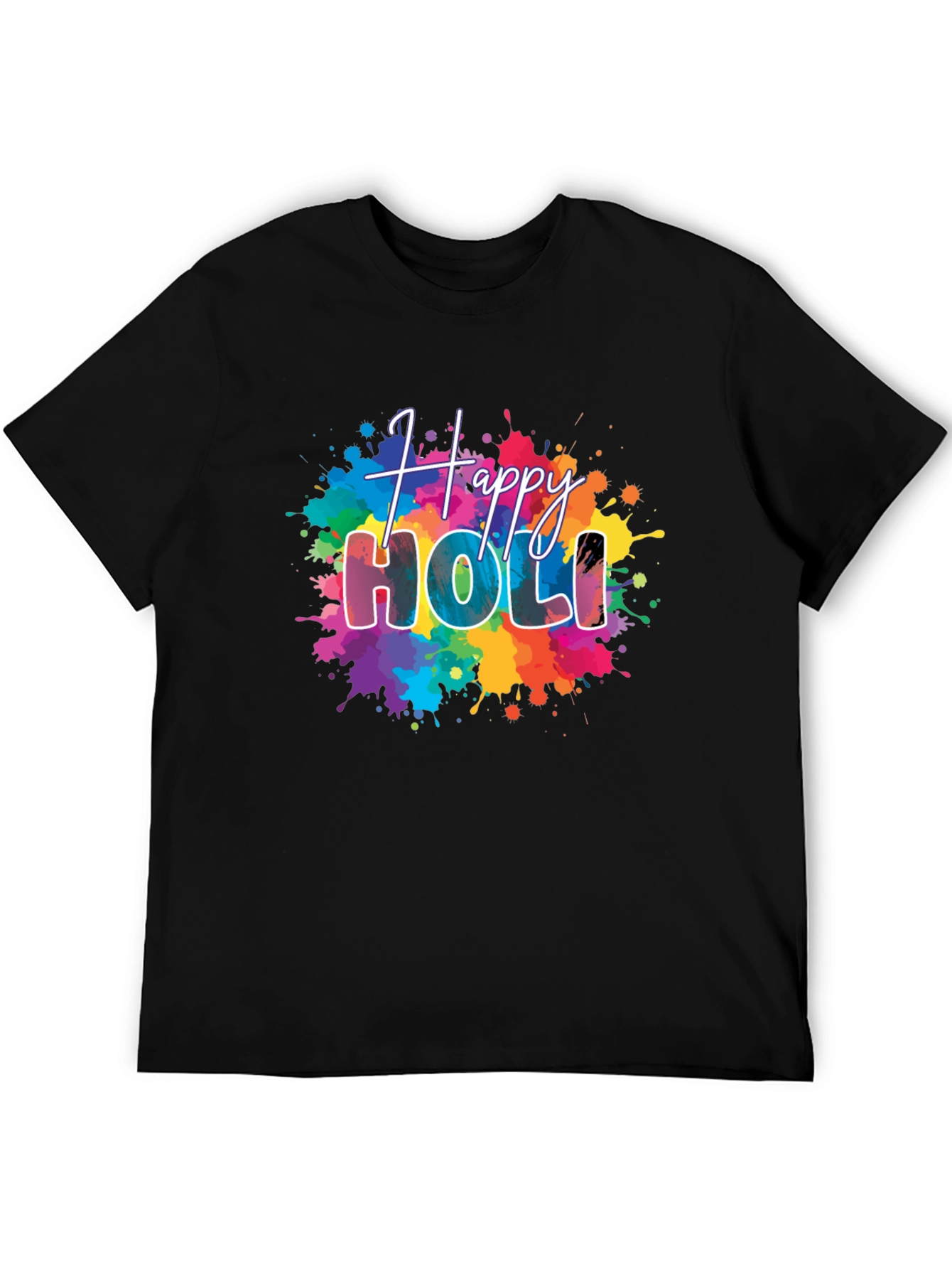 Camiseta Negra Happy Holi Estampada