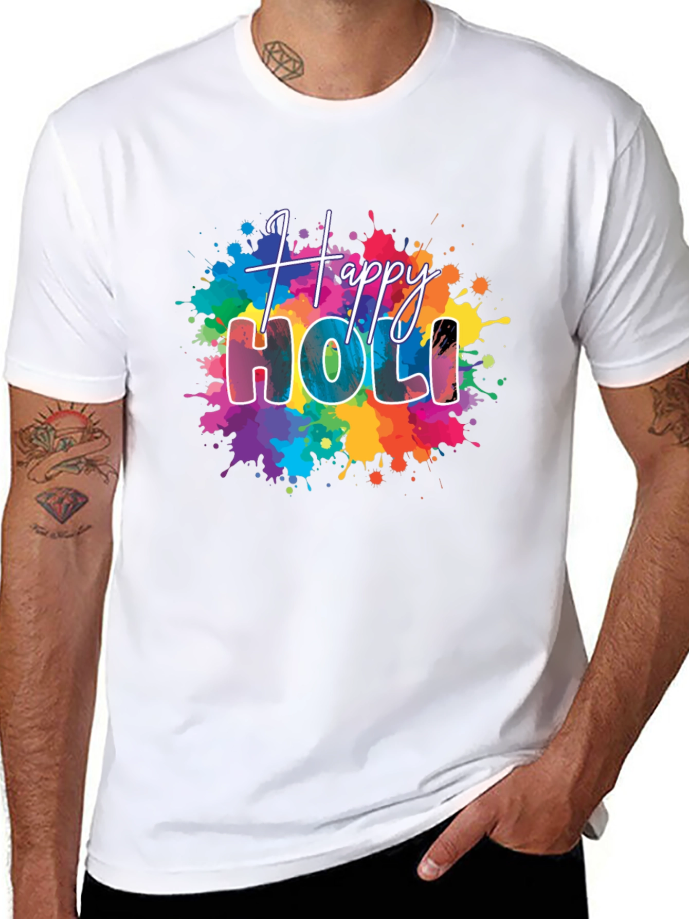 Camiseta Negra Happy Holi Estampada