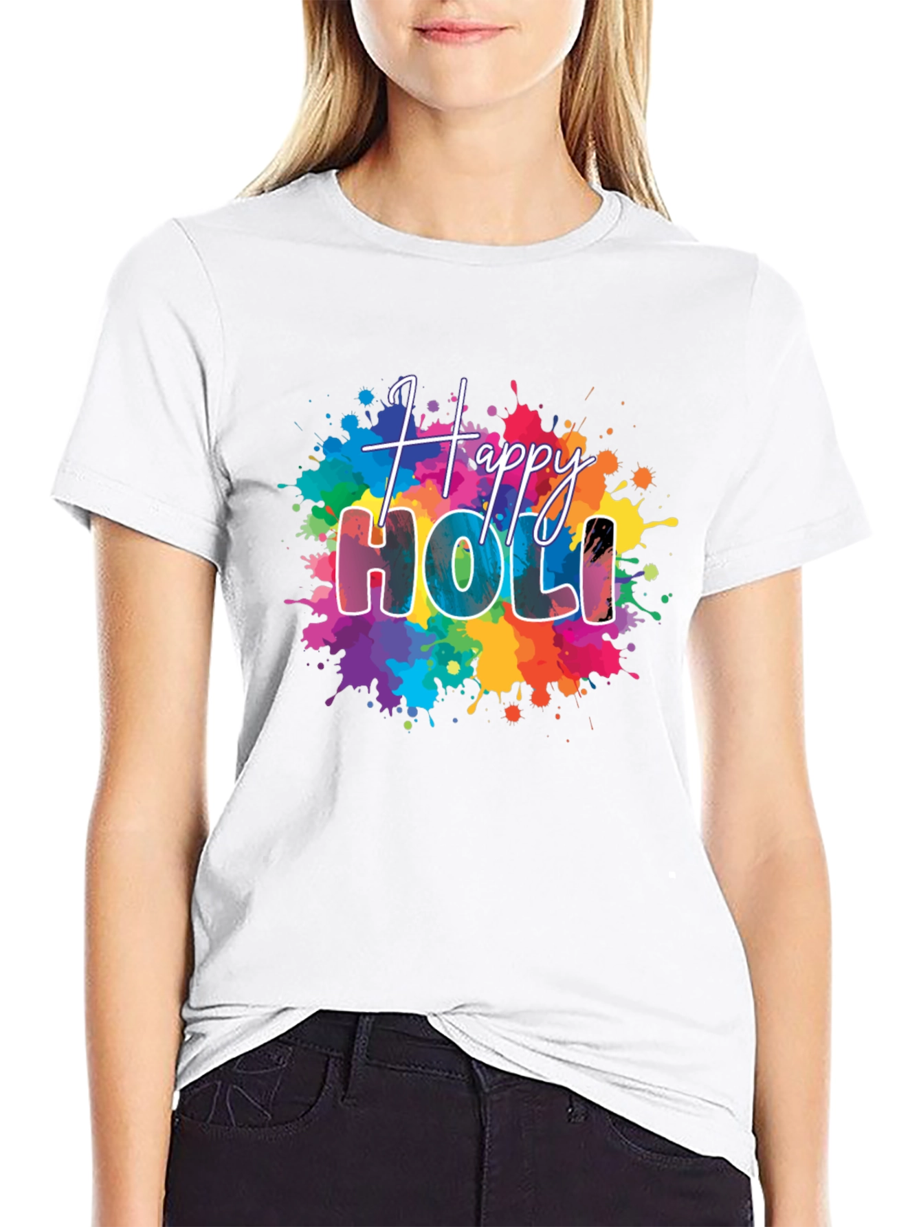Camiseta Negra Happy Holi Estampada
