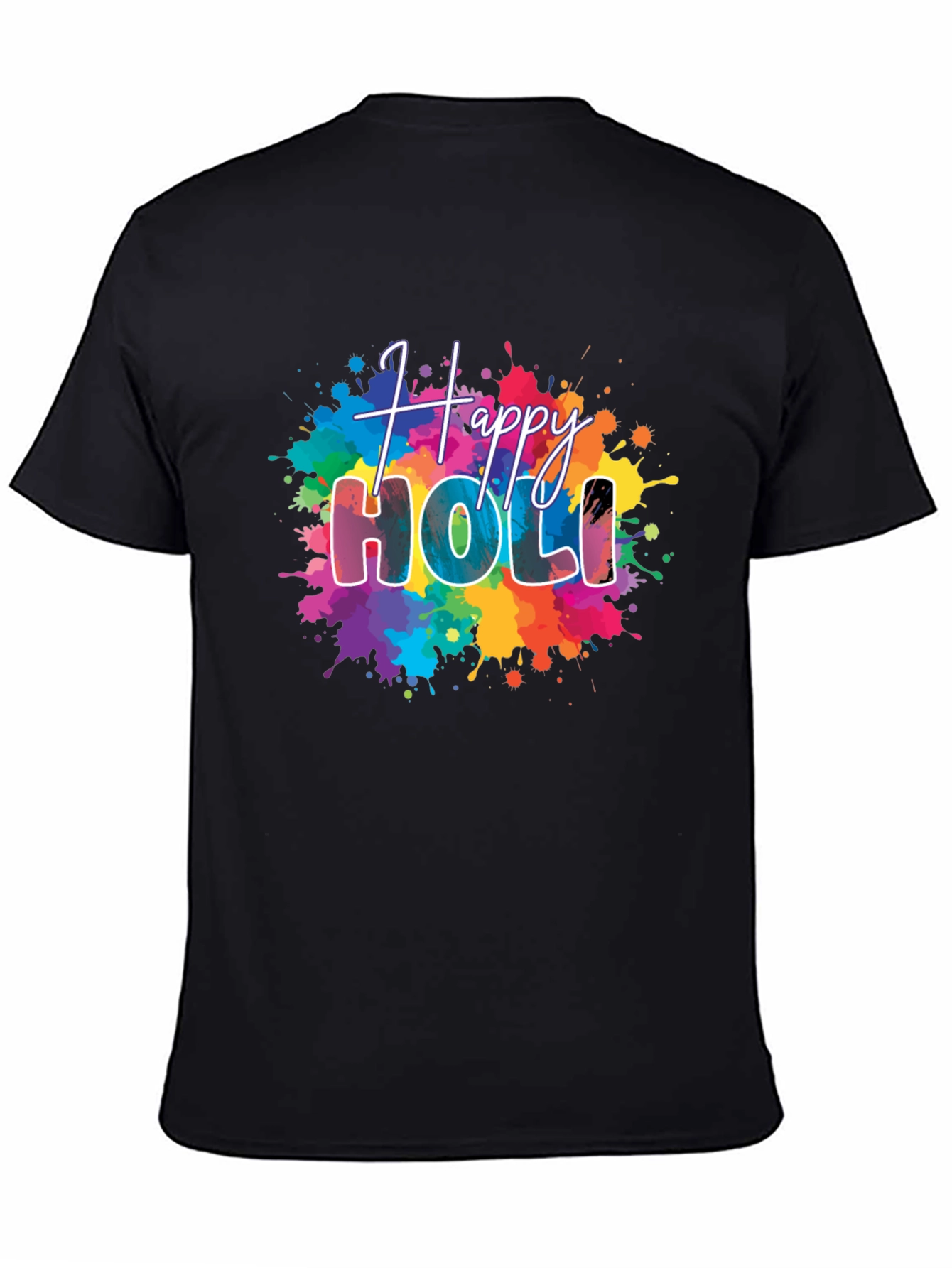 Camiseta Negra Happy Holi Estampada
