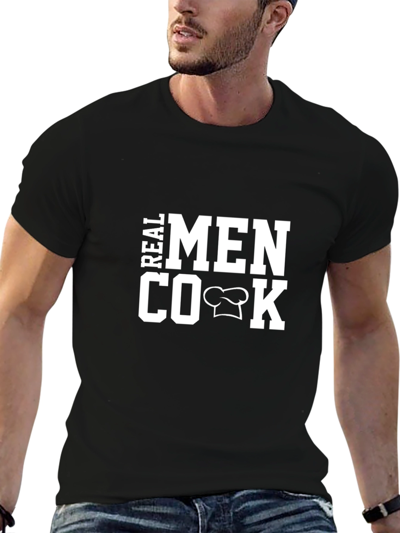 Camiseta Hombre Real Men Cook Negra