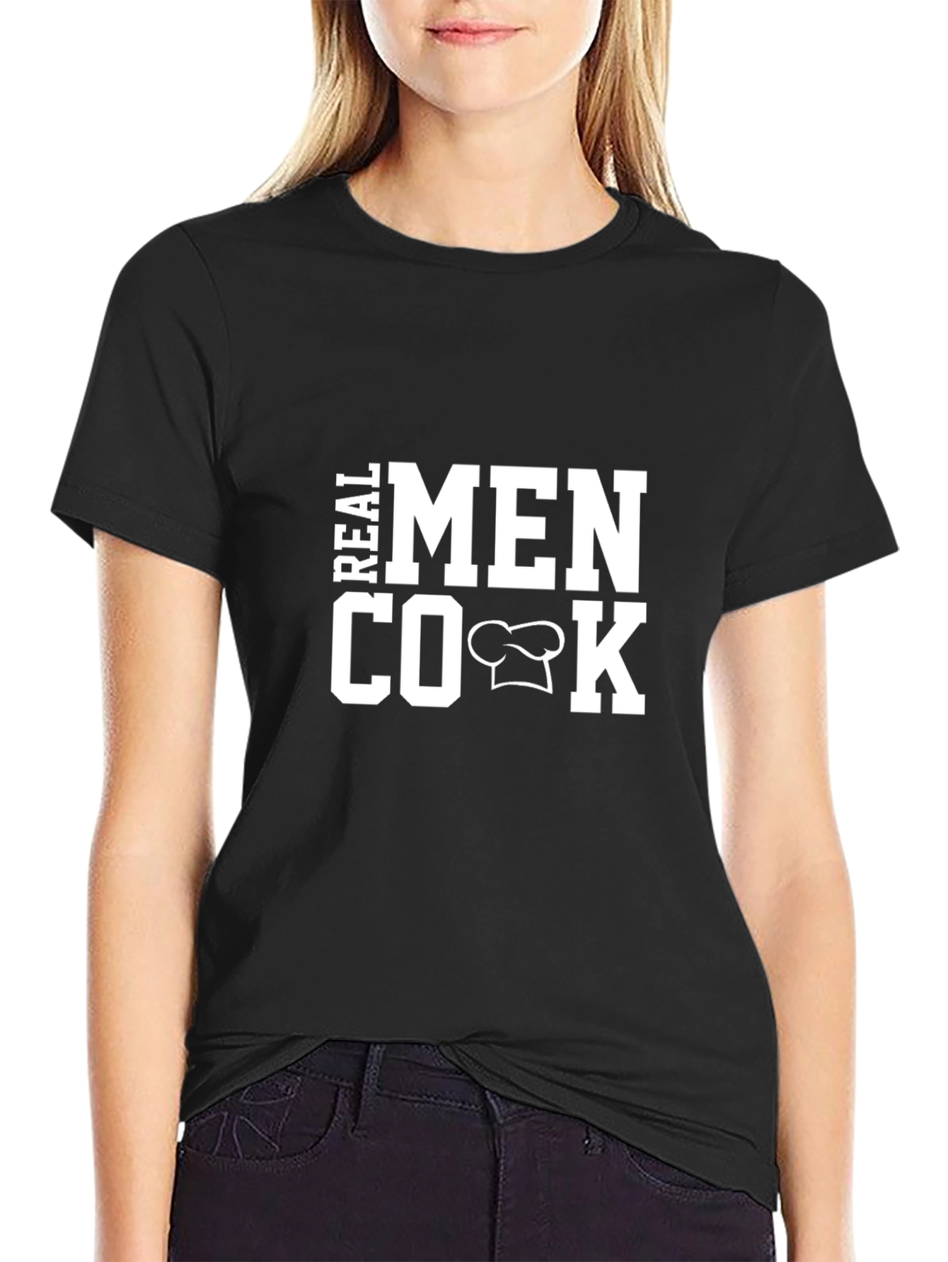 Camiseta Hombre Real Men Cook Negra
