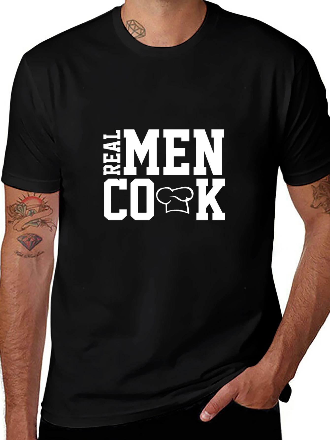 Camiseta Hombre Real Men Cook Negra