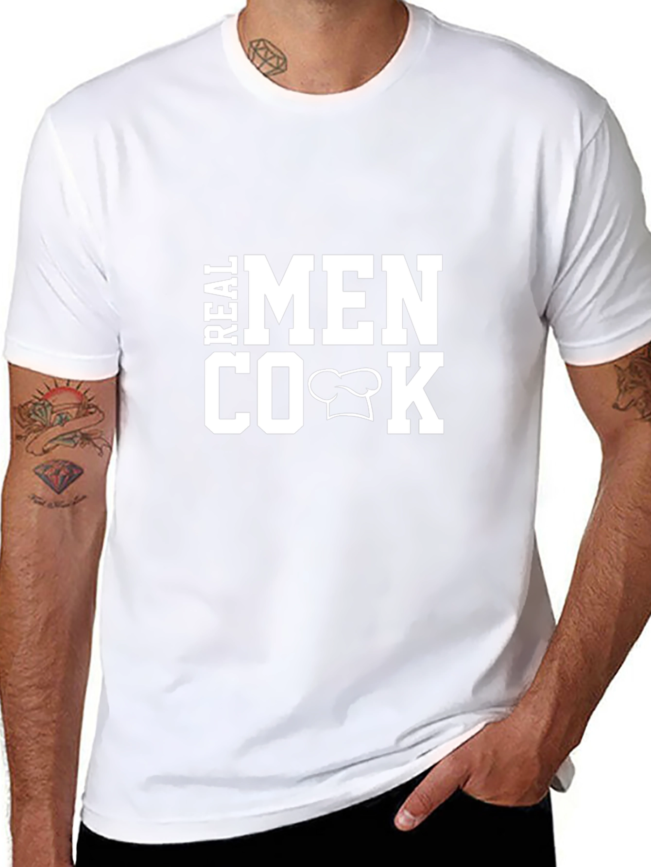 Camiseta Hombre Real Men Cook Negra