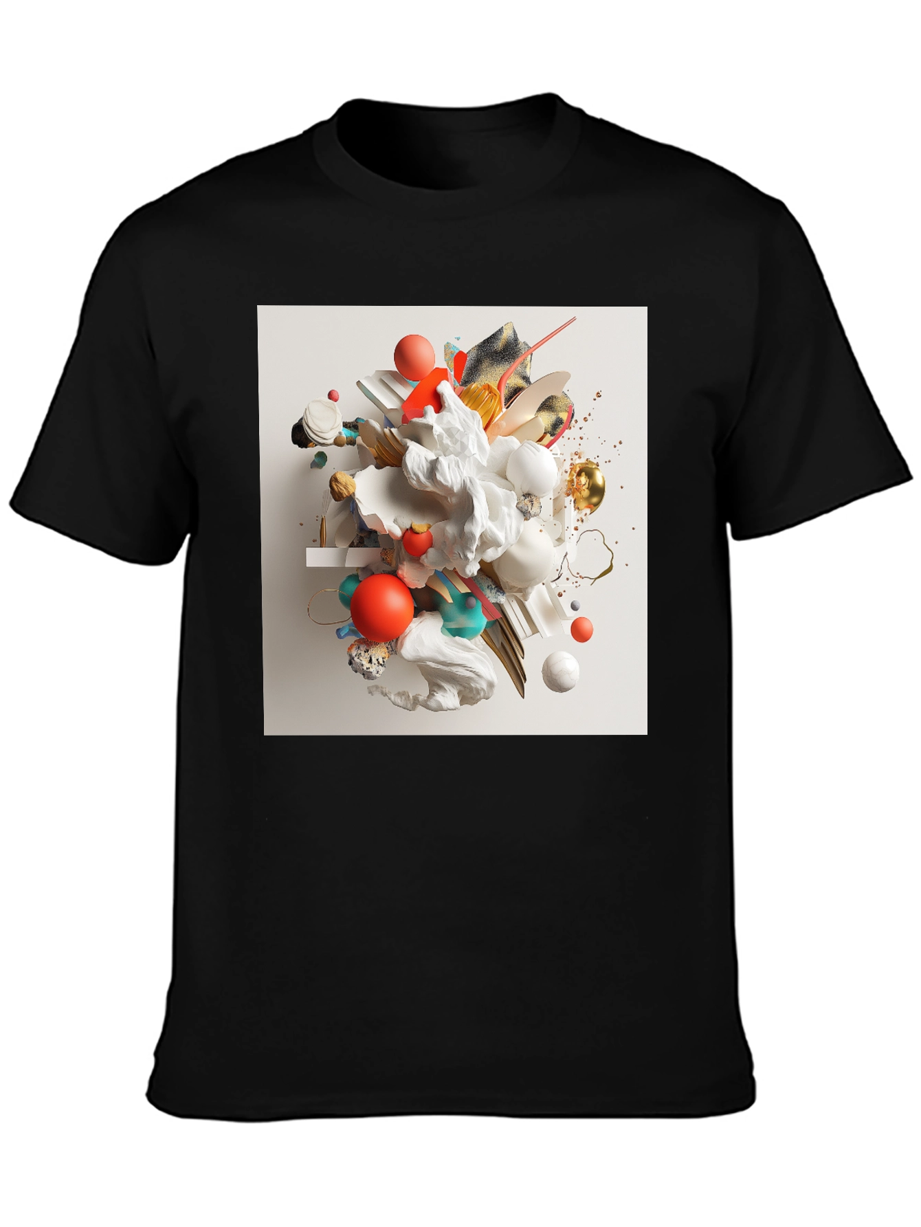 Camiseta Negra con Diseño Abstracto Moderno