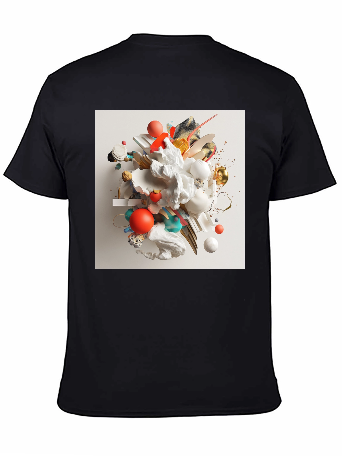 Camiseta Negra con Diseño Abstracto Moderno