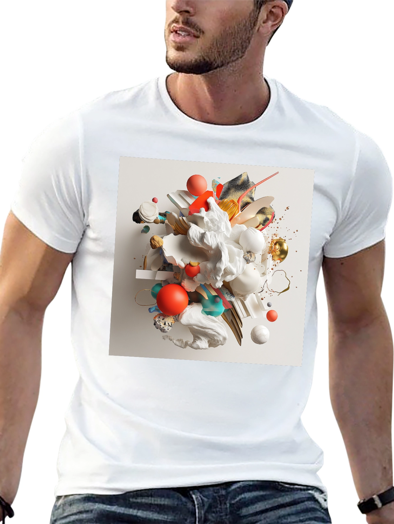 Camiseta Negra con Diseño Abstracto Moderno