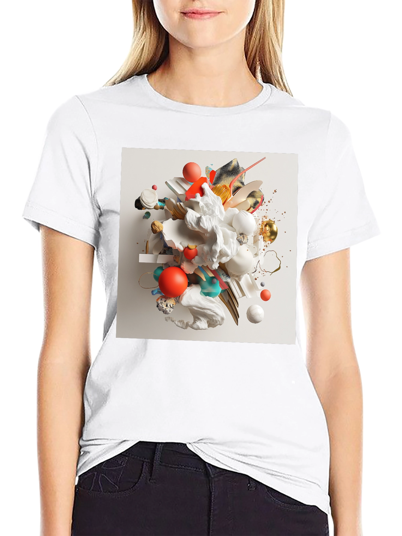 Camiseta Negra con Diseño Abstracto Moderno