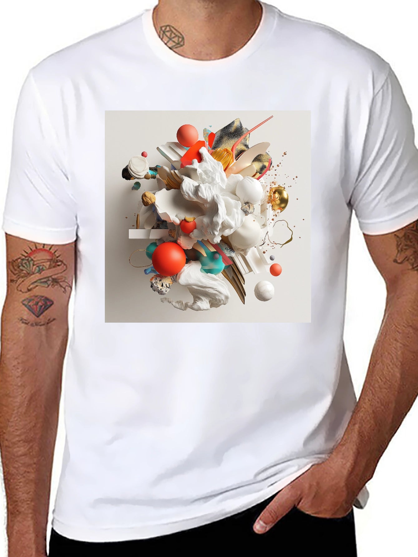 Camiseta Negra con Diseño Abstracto Moderno