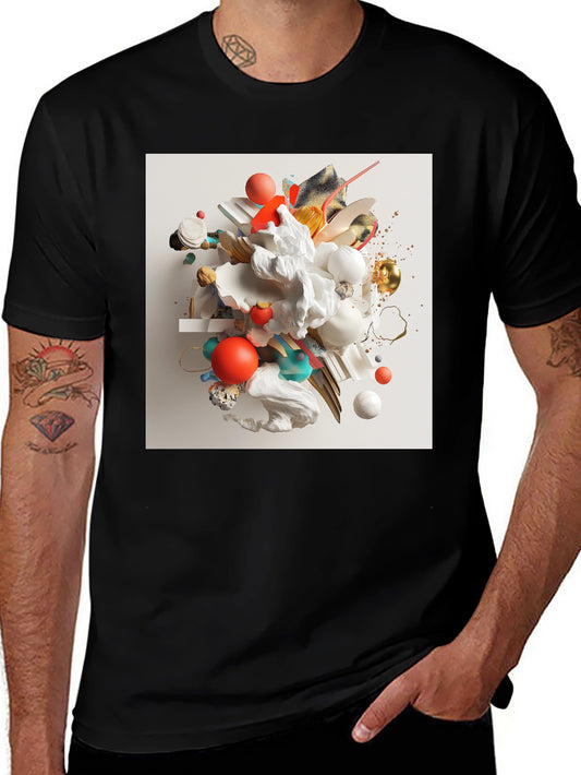 Camiseta Negra con Diseño Abstracto Moderno