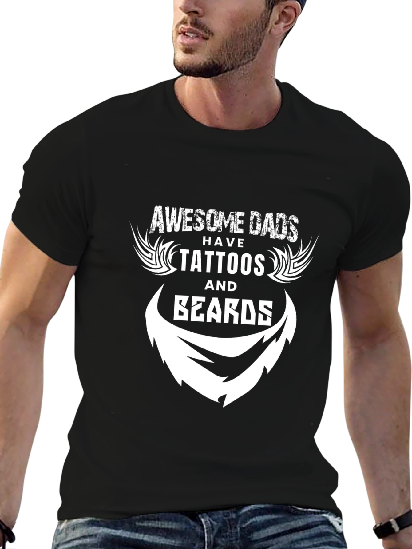 Camiseta Negra: Dads Awesome Tattoos & Beards