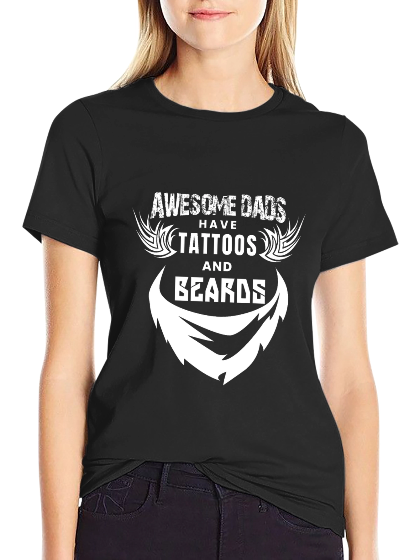 Camiseta Negra: Dads Awesome Tattoos & Beards