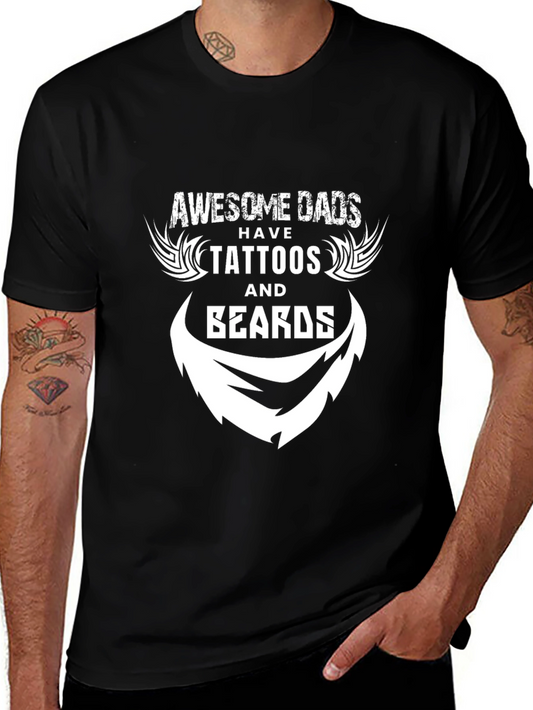 Camiseta Negra: Dads Awesome Tattoos & Beards
