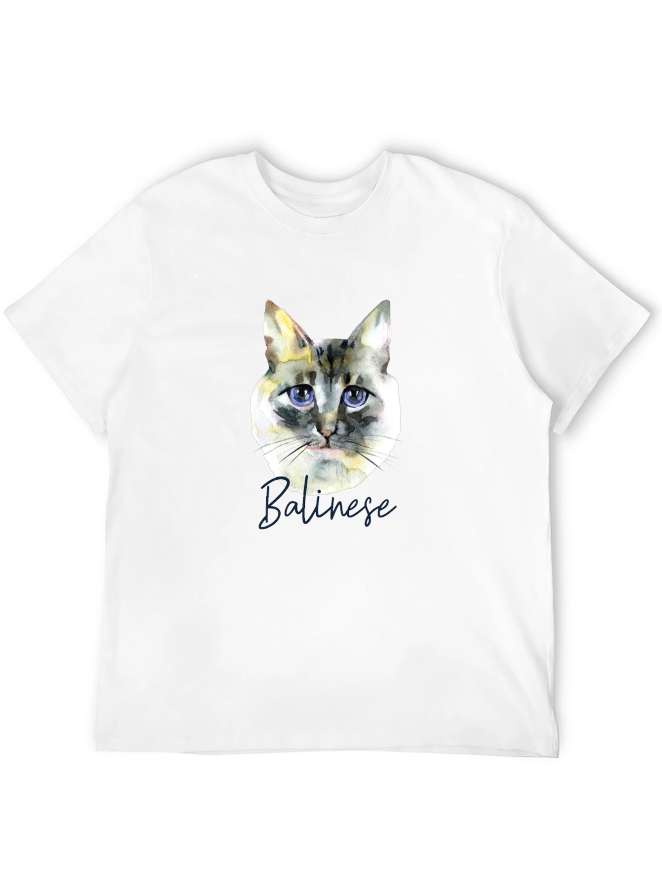 Camiseta Negra con Diseño de Gato Balinés