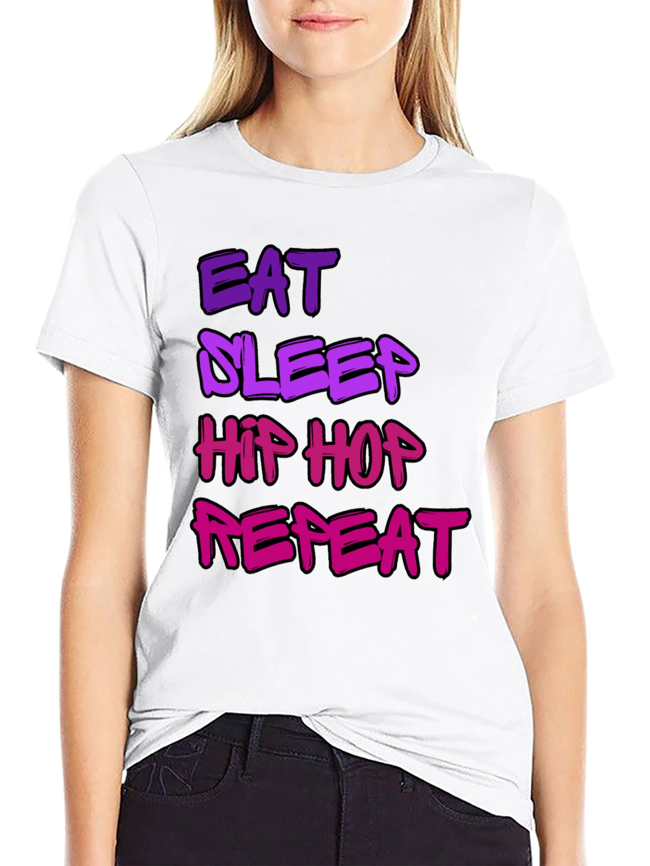 Camiseta Hombre Negra Eat Sleep Hip Hop Repeat