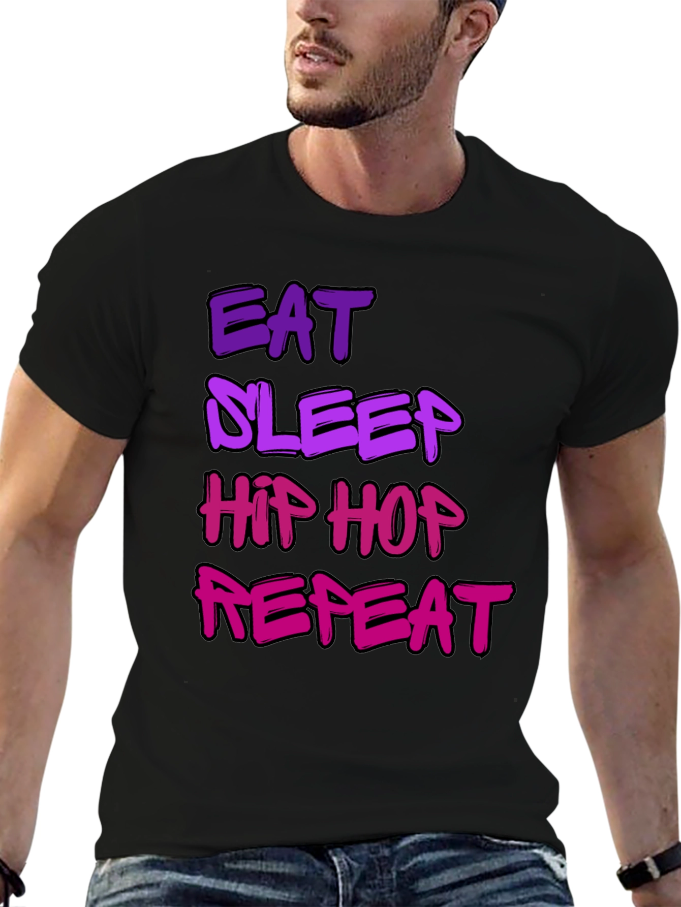 Camiseta Hombre Negra Eat Sleep Hip Hop Repeat