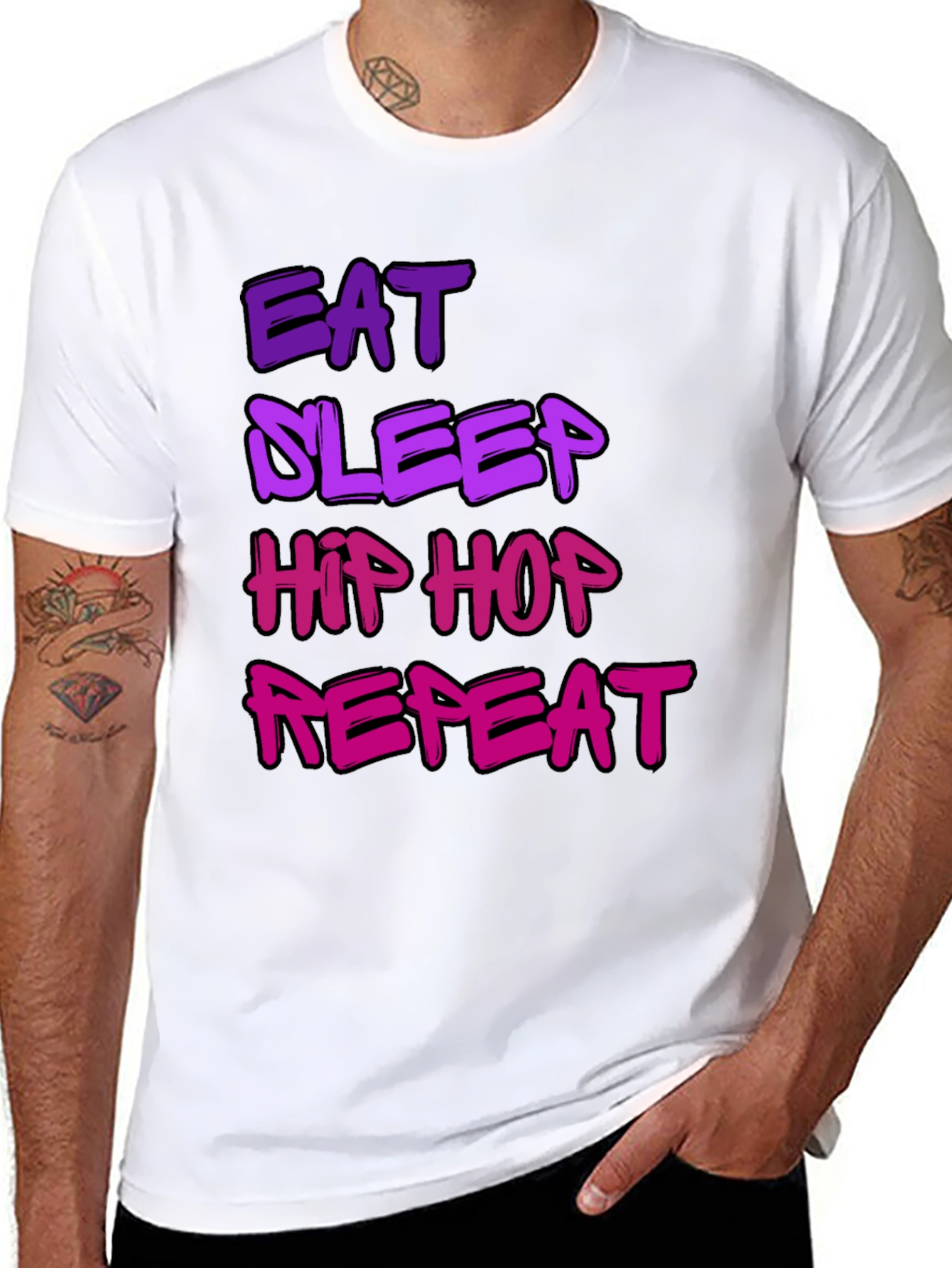Camiseta Hombre Negra Eat Sleep Hip Hop Repeat