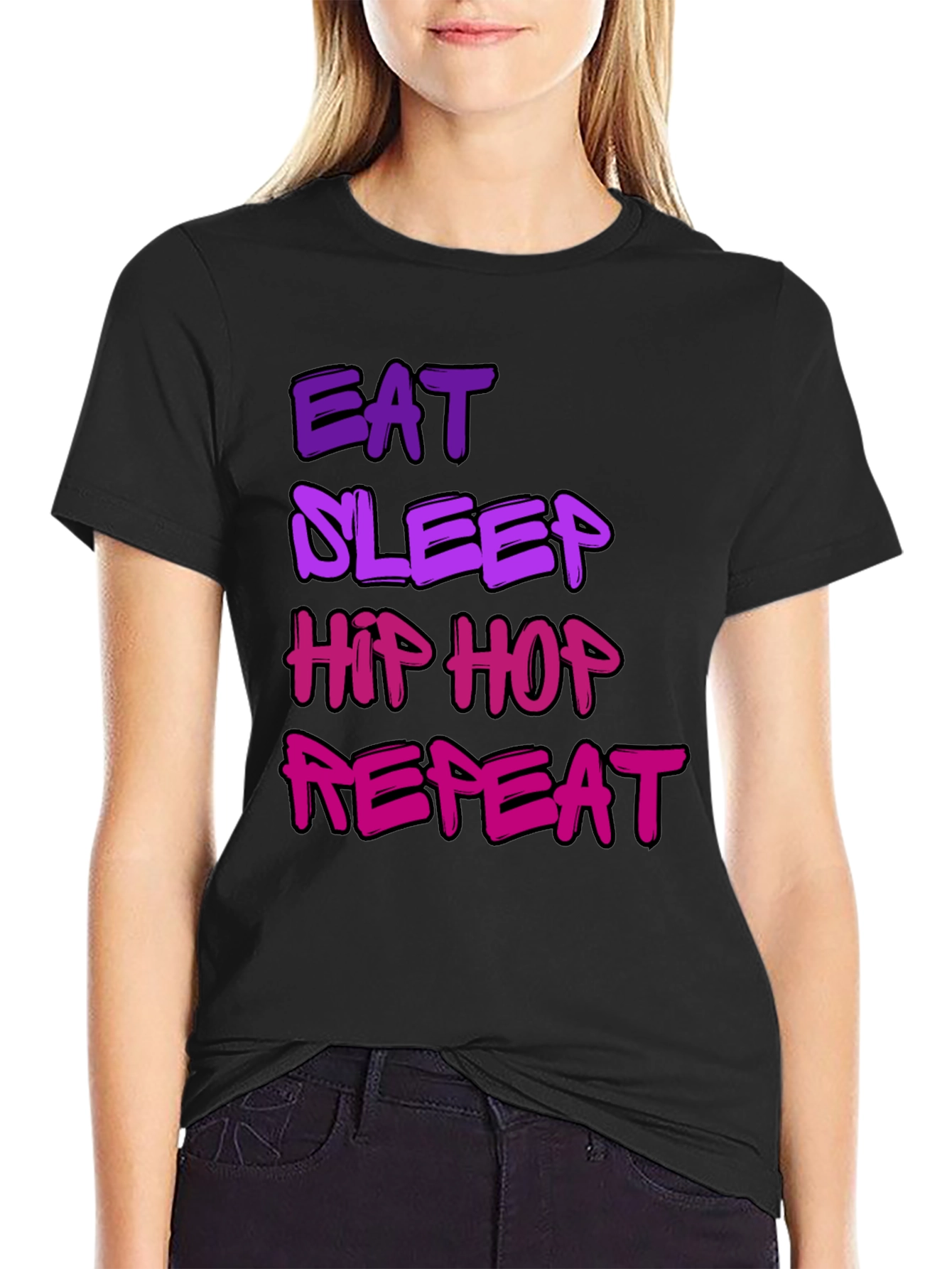 Camiseta Hombre Negra Eat Sleep Hip Hop Repeat