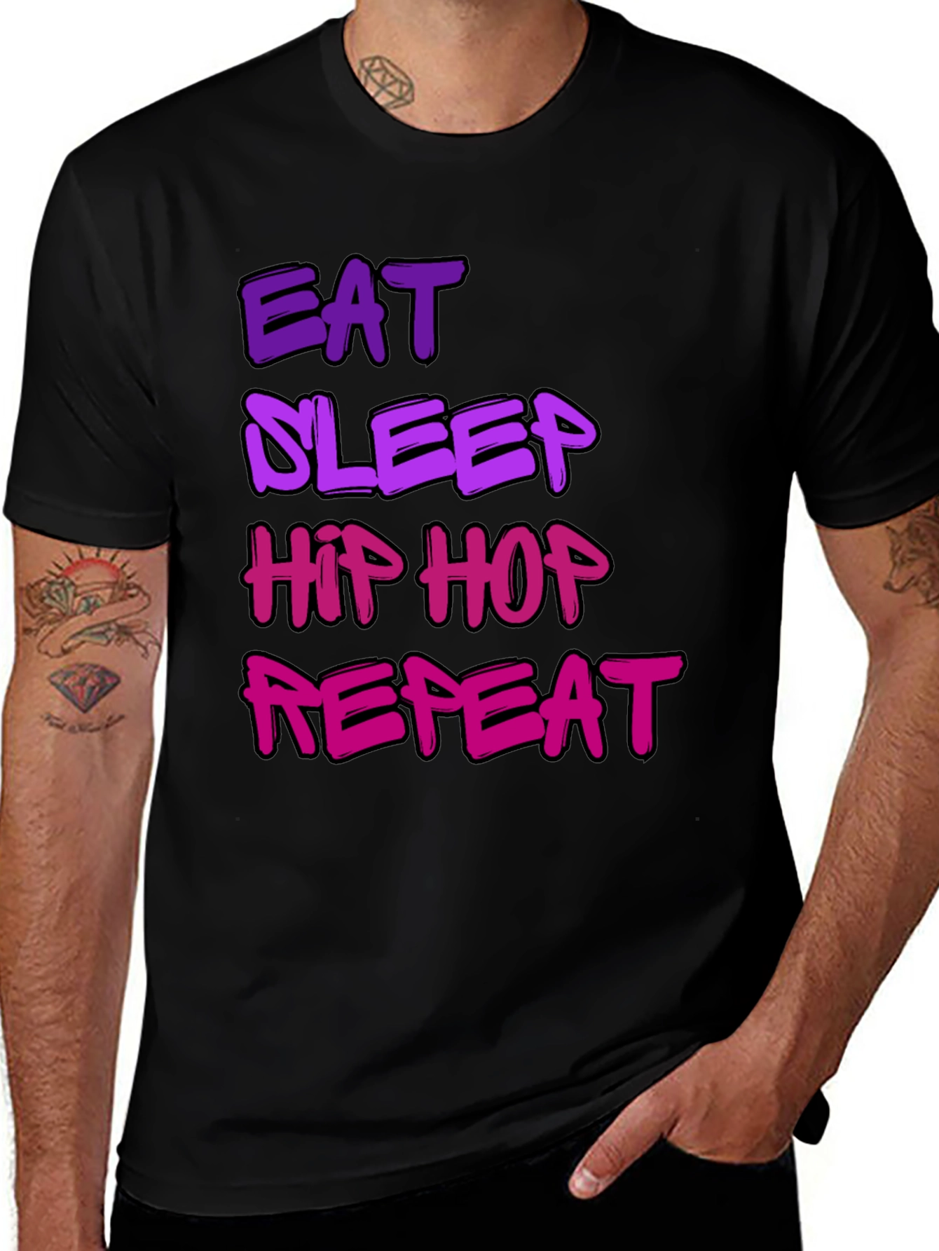 Camiseta Hombre Negra Eat Sleep Hip Hop Repeat
