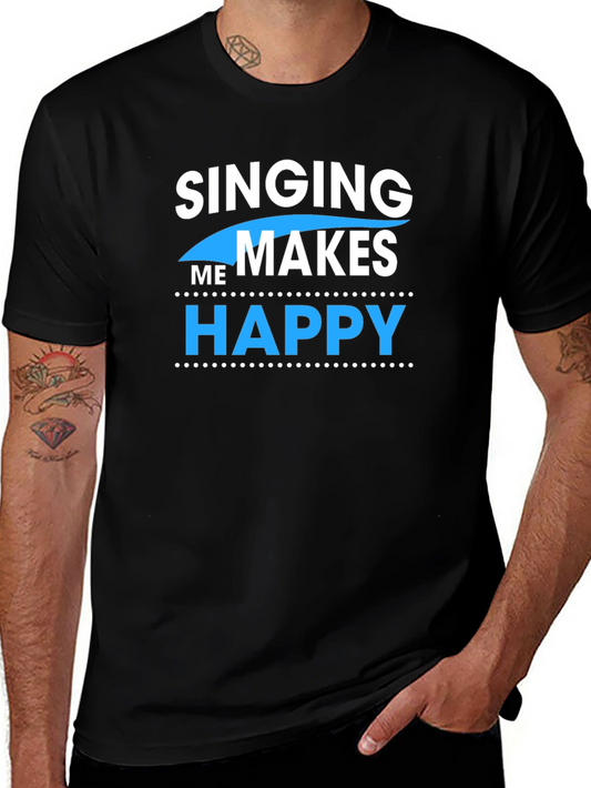 Camiseta Negra con Diseño de Cantar me Hace Feliz