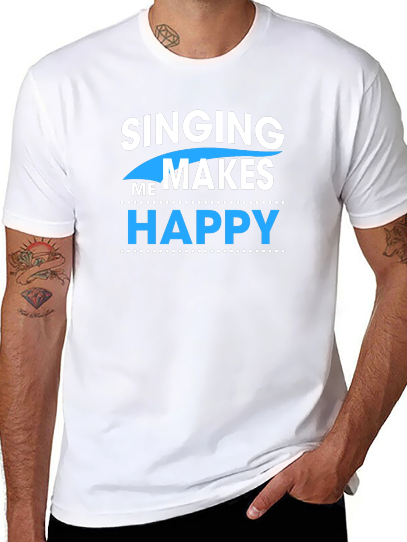Camiseta Negra con Diseño de Cantar me Hace Feliz