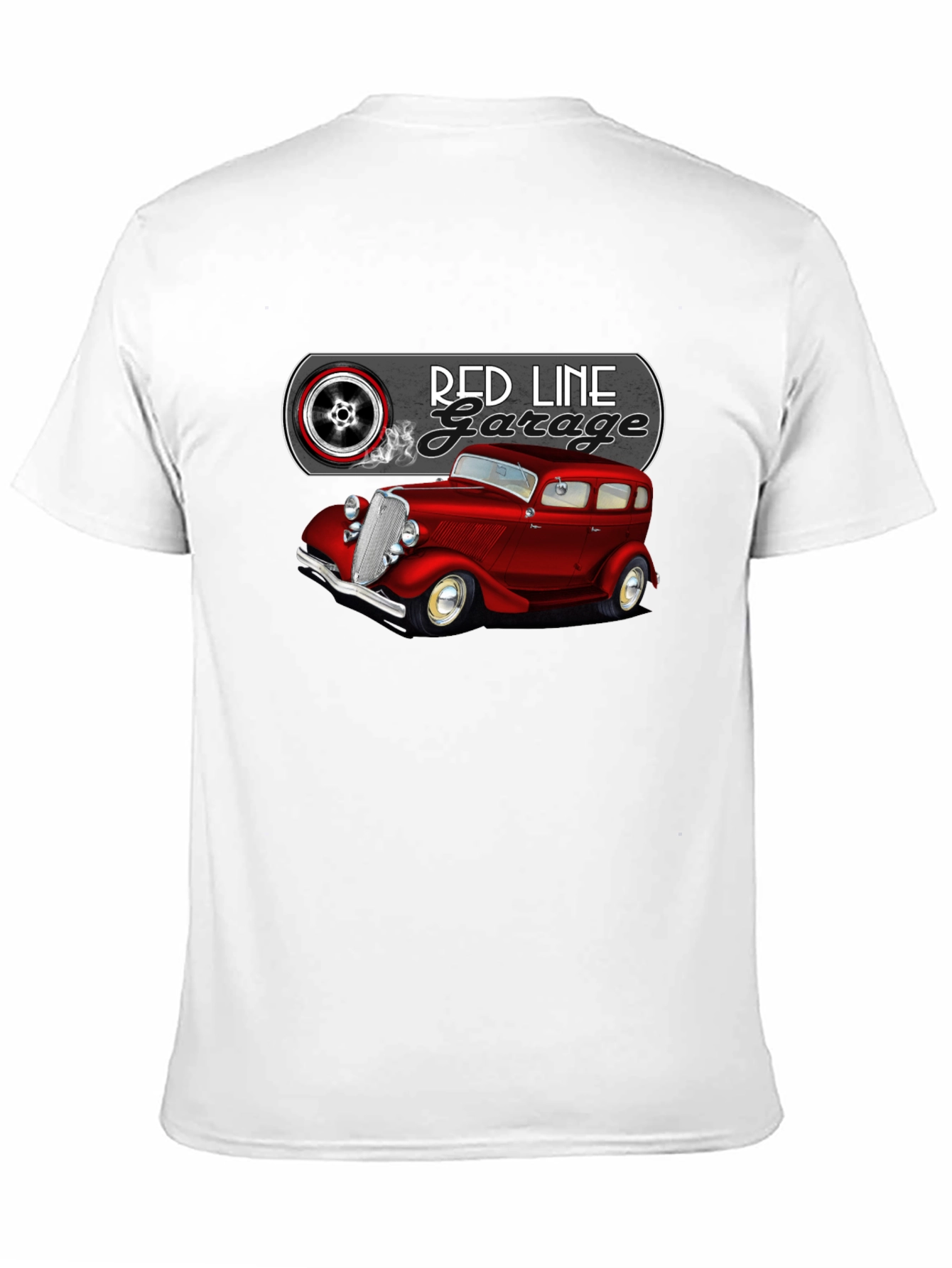 Camiseta Negra Red Line Garage Coche Clásico