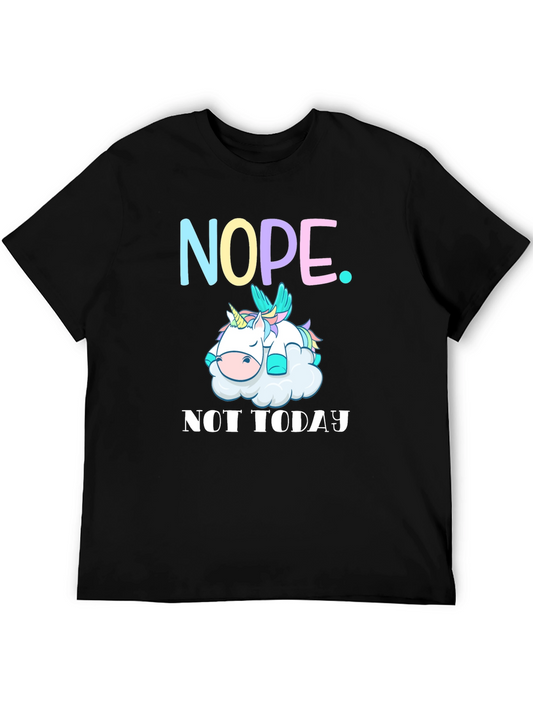 Camiseta Negra con Diseño de Unicornio Perezoso - NOPE. NOT TODAY