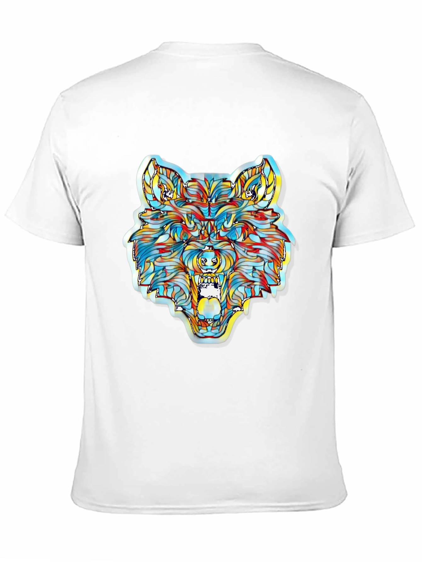 Camiseta Negra con Diseño de Lobo Psicodélico