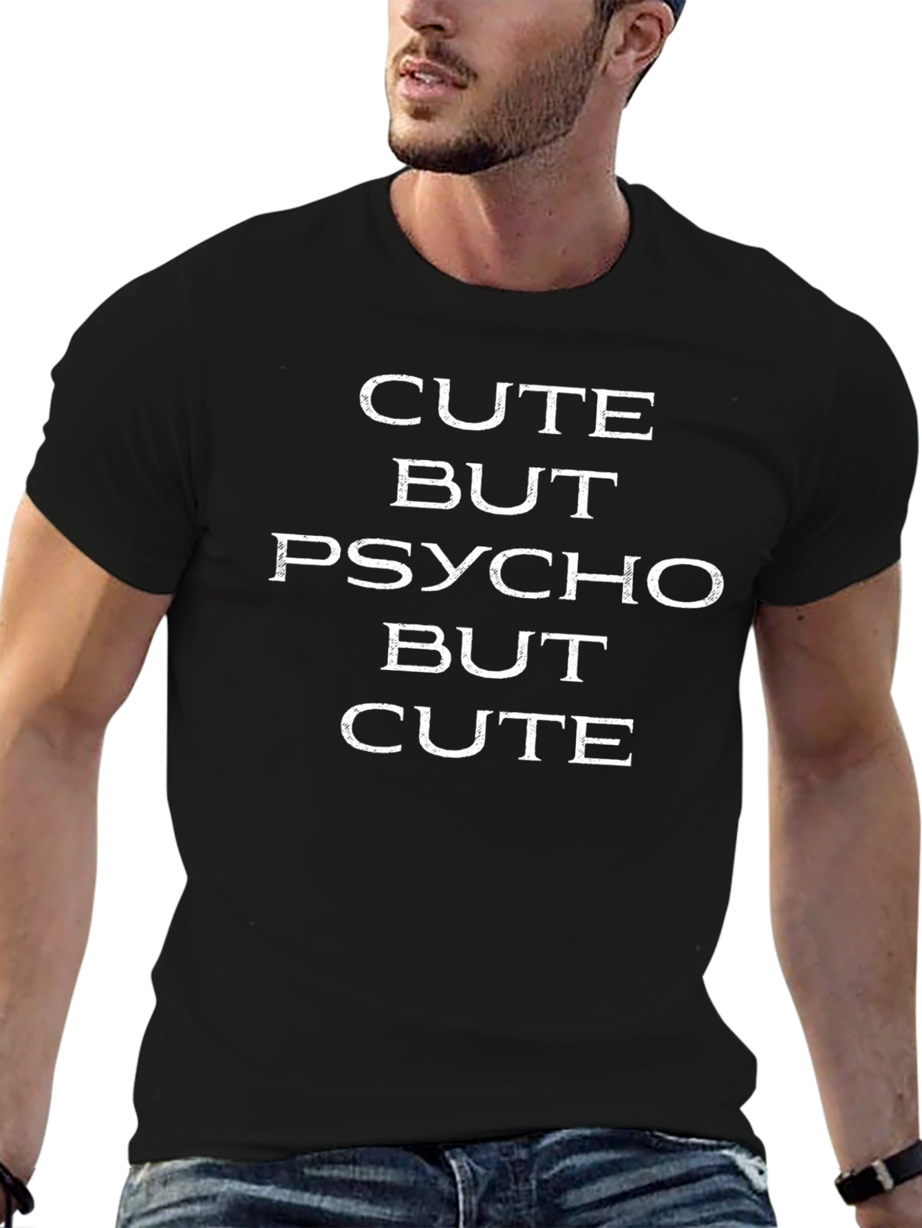 Camiseta Negra con Letras: Cute But Psycho