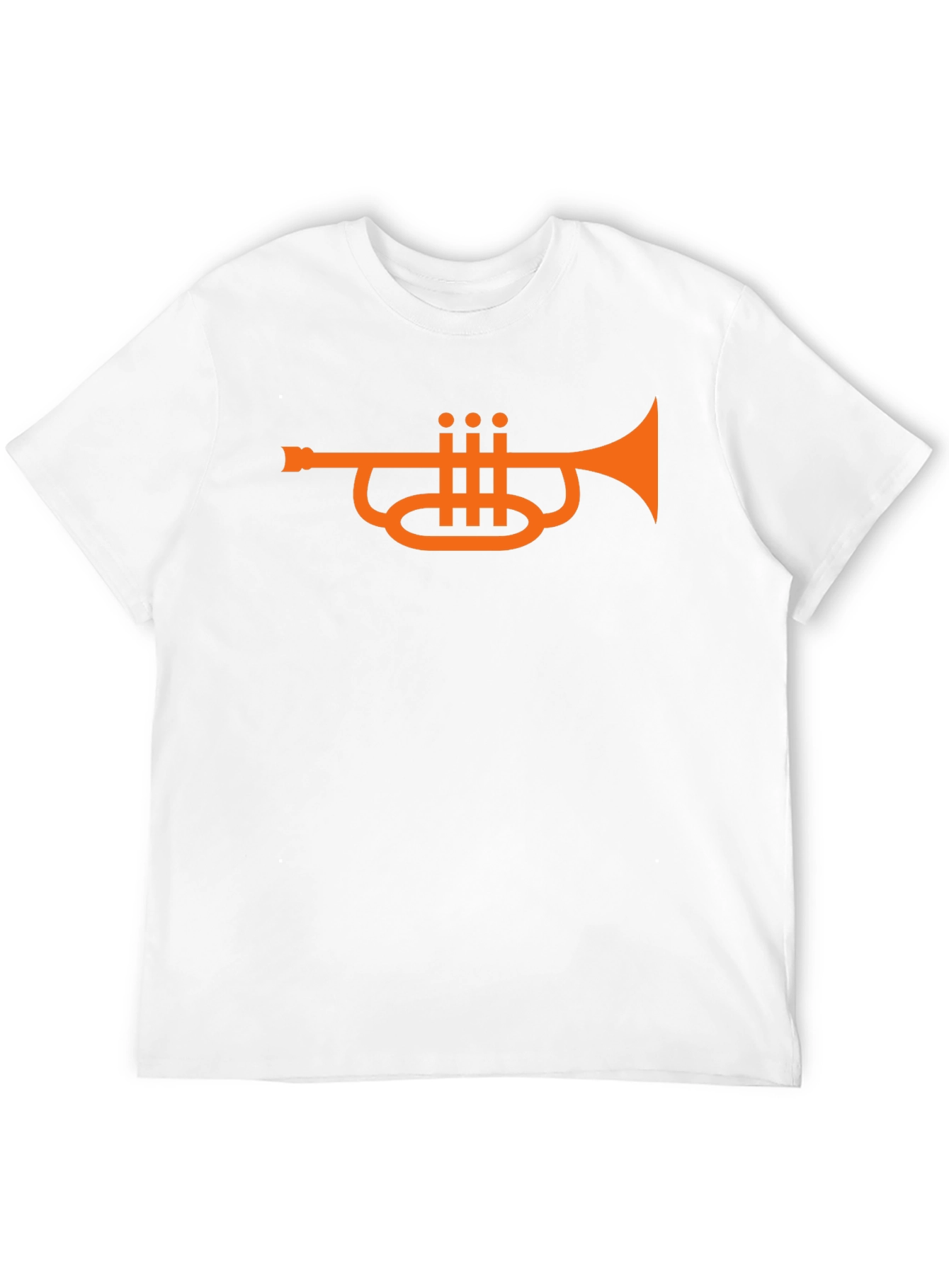 Camiseta Negra con Diseño de Trompeta Naranja