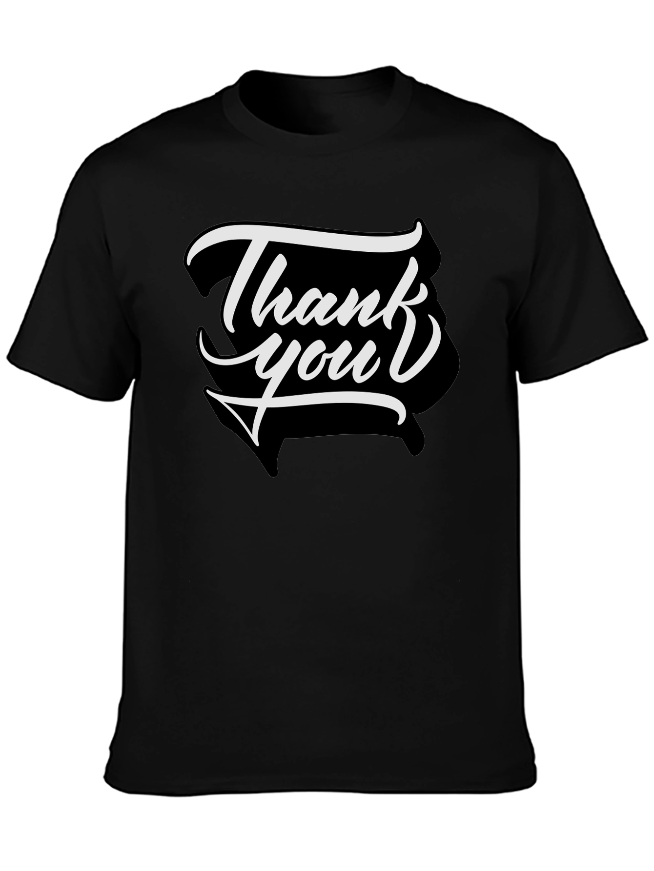 Camiseta Negra Thank You Casual y Moderna